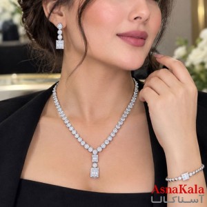 سرویس جواهری  کامل شامل گردنبند و گوشواره و دستبند و انگشتر کد NIM141364W