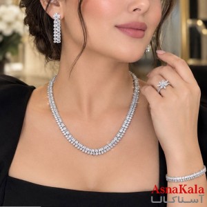سرویس جواهری  کامل شامل گردنبند و گوشواره و دستبند و انگشتر کد NIM141365W