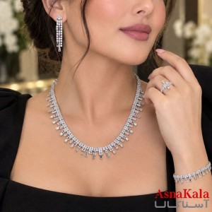 سرویس جواهری  کامل شامل گردنبند و گوشواره و دستبند و انگشتر کد NIM141367W