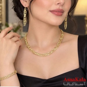 سرویس استیل کارتیر کامل شامل گردنبند و گوشواره و دستبند کد NIM141370W