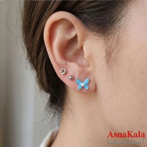 گوشواره پکی 3جفت مدل ترند فانتزی رنگ نقره ای کد GSH15121961W