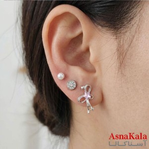 گوشواره پکی 3جفت مدل ترند فانتزی رنگ نقره ای کد GSH15121963W