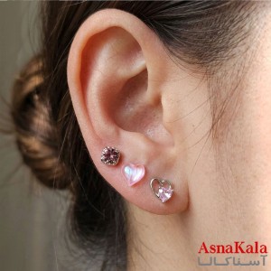 گوشواره پکی 3جفت مدل ترند فانتزی رنگ نقره ای کد GSH15121969W