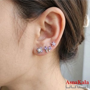گوشواره پکی 3جفت مدل ترند فانتزی رنگ نقره ای کد GSH15121979W