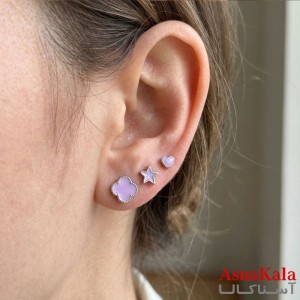 گوشواره پکی 3جفت مدل ترند فانتزی رنگ نقره ای کد GSH15121984W