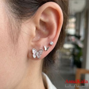 گوشواره پکی 3جفت مدل ترند فانتزی رنگ نقره ای کد GSH15121986W