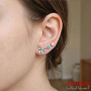 گوشواره پکی 3جفت مدل ترند فانتزی رنگ نقره ای کد GSH15121987W