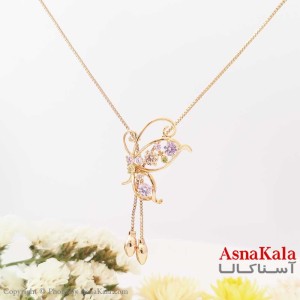 گردنبند آسانسوری طلا یی نگین دار زنانه برند ژوپینگ کد GNB1600W
