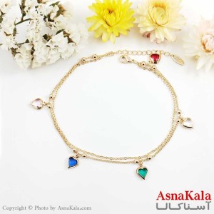 پابند دولاین طلا یی نگین دار زنانه برند وای اس ایکس کد PNB1701W