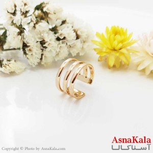 انگشتر زنانه طلایی سه لاین برند ژوپینگ کد ANG1901W