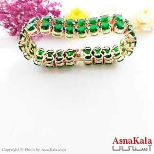 دستبند  زنانه طلا یی نگین دار سبز برند ژوپینگ کد DSB1804W