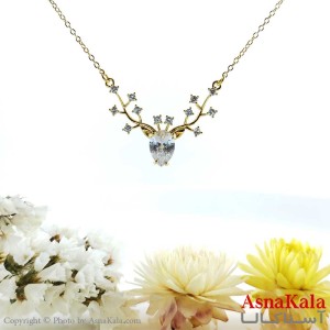 گردنبند زنانه شاخ گوزن طلا یی نگین دار  کد GNB1605W
