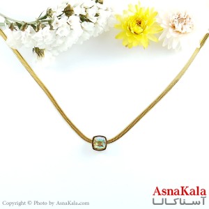 گردنبند زنانه ماری نگین دار هولوگرامی طلایی استیل  کد GNB1610W