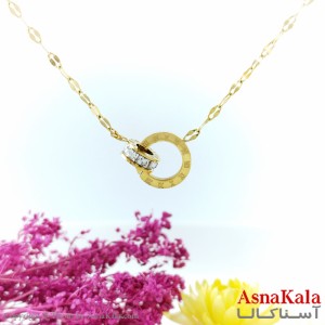 گردنبند زنانه حلقه زمان بولگاری طلایی استیل  کد GNB1621W - آسنا کالا