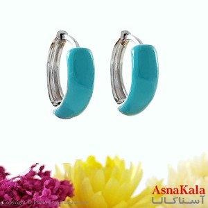 گوشواره زنانه حلقه ای برند ژوپینگ نگین فیروزه ای کد GSH1558W - آسنا کالا