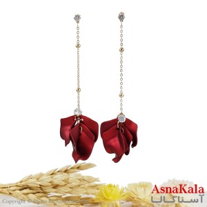 گوشواره آویز برگ گل قرمز استیل کد GSH1545W - آسنا کالا