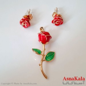 نیم ست زنانه مدل گل رز طلایی  برند ژوپینگ کد NIM1413W - اسنا کالا