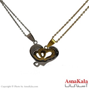 گردنبند ست دوتیکه دونفره قلب و دوستی کد GNB1667W -آسنا
