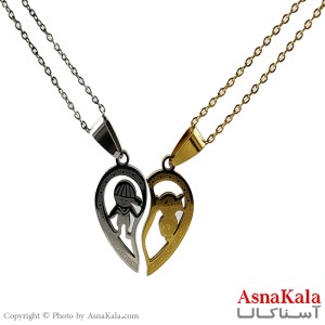 گردنبند ست دونفره دوتیکه قلب دختر پسر کد GNB1670W -آسنا