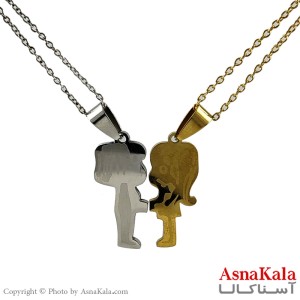 گردنبند ست دونفره دوتیکه دختر پسر کد GNB1674W - آسنا