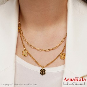گردنبند زنانه استیل مدل شبدر کد GNB16103W -آسناکالا