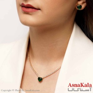 نیم ست مجلسی زنانه وای اس ایکس مدل نگین سبز کد NIM1437W - آسناکالا