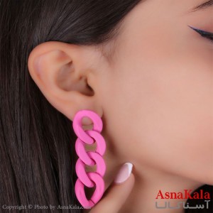 گوشواره فانتزی استیل رنگ صورتی  کد GSH15142W - آسناکالا