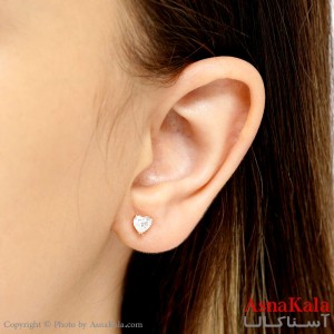 گوشواره نقره ای زنانه ژوپینگ مدل قلب نگینی کد GSH15155W - آسناکالا