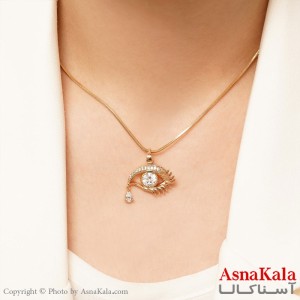 گردنبند زنانه ژوپینگ مدل چشم نگین دار کد GNB1629W -اسنا کالا