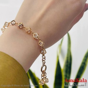 دستبند زنانه مکعبی نگین دار ژوپینگ کد DSB1831W - آسنا کالا