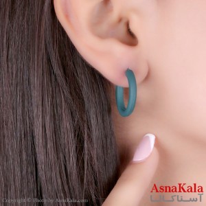 گوشواره حلقه ای فانتزی رنگ سبز استیل کد GSH1516W - آسنا کالا