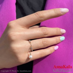 انگشتر زنانه ژوپینگ مدل مروارید آویز کد ANG1916W - آسنا کالا