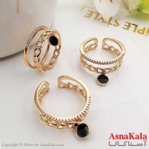 انگشتر زنانه ژوپینگ مدل نگینی دایره دو لاین کد ANG1908W - اسنا کالا