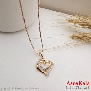 آویز گردنبند زنانه ژوپینگ مدل قلب دو تایی نگینی کد GNB1658W -اسنا کالا