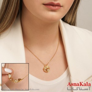 گردنبند مگنتی قلب بازشو طرح شبدر کد GNB16181W