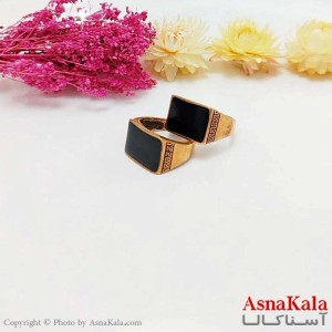 انگشتر طلاروس مردانه نگین مشکی Talaroos Ring کد ANG1972W
