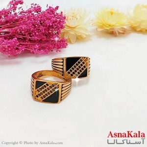 انگشتر طلاروس مردانه نگین مشکی Talaroos Ring کد ANG1973W