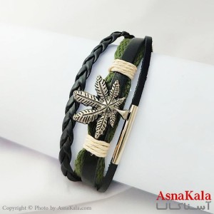 دستبند چرمی مردانه طرح ماری جوانا Weed Bracelet کد DSB18136W
