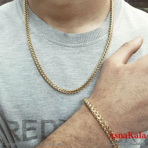 ست گردنبند و دستبند کارتیر مردانه طرح چهارپر کد NIM1482W