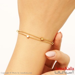 دستبند دولاین مکعبی زنانه استیل کد DSB18146W