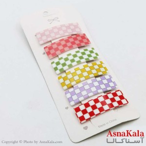 گیره مو تق تقی مدل مستطیل شطرنجی کد HAIR1383W