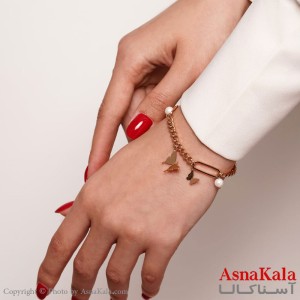 دستبندژوپینگ مدل کارتیر پروانه و مروارید کد DSB18195W