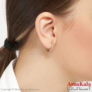 گوشواره ژوپینگ مدل نگین دار طلایی  کد GSH15234W