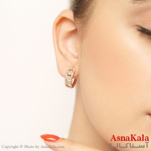 گوشواره ژوپینگ مدل کارتیر نگین دار طلایی  کد GSH15240W