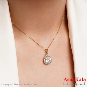 گردنبند ژوپینگ مدل نگین الماس کد GNB16236W