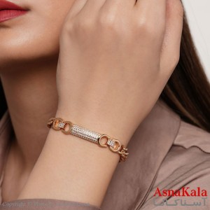 دستبند ژوپینگ مدل کارتیه پلاک نگیندار کد DSB18217W