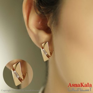 گوشواره ژوپینگ مدل مثلث نگین دار طلایی  کد GSH15262W