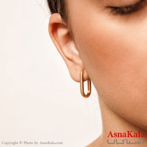 گوشواره ژوپینگ مدل آویز مستطیل طلایی  کد GSH15264W