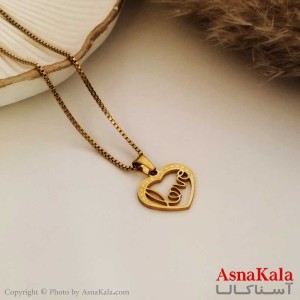 گردنبند قلب و love زنانه استیل طلایی کد GNB16272W
