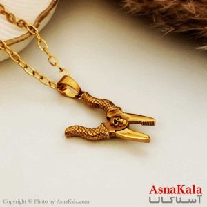 گردنبند انبردست استیل طلایی کد GNB16276W